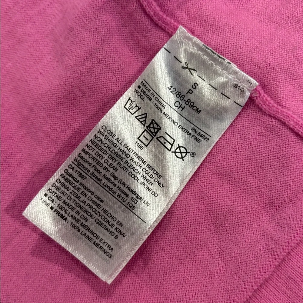 Pristine 🌷 Banana Republic Bubblegum Pink Open Wool Cardigan Sz S - Picture 9 of 10
